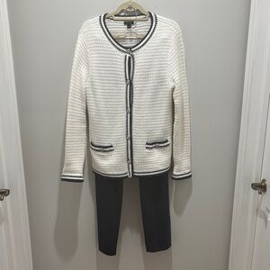 J. Jill White Knit Cardigan Blue, M, with Blue J. Jill pants size L